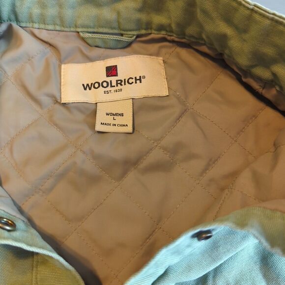 Woolrich Barn Chore Jacket Coat Womens Large Sage Green Canvas Quilted - Picture 5 of 7